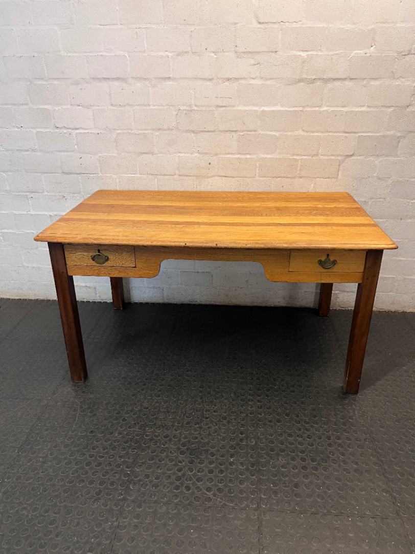 Vintage-Style Two-Drawer Wooden Office Desk