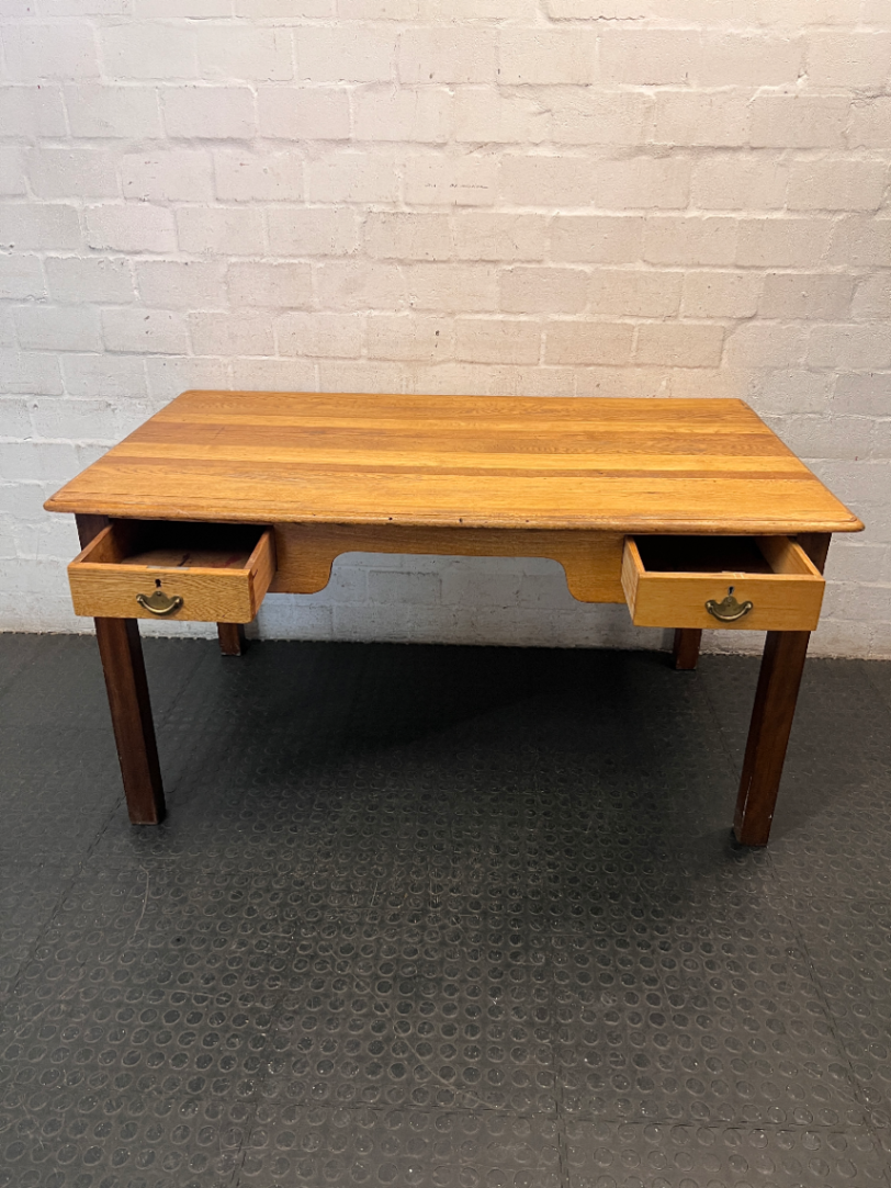 Vintage-Style Two-Drawer Wooden Office Desk