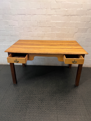 Vintage-Style Two-Drawer Wooden Office Desk