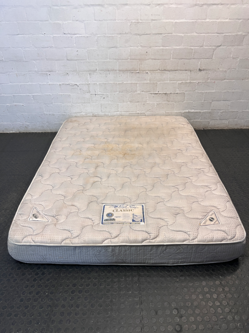Cloud Nine Classic Extra Length Double Mattress — Well Used with Significant Staining
