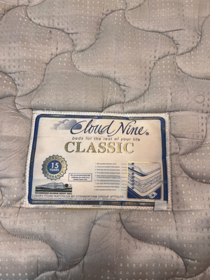 Cloud Nine Classic Extra Length Double Mattress — Well Used with Significant Staining