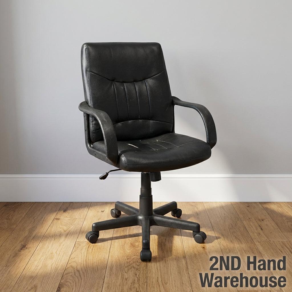 Comfortable Black Faux Leather Office Chair - 2ndhandwarehouse.com