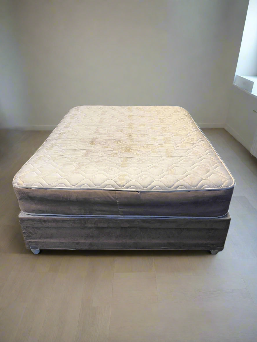 Comfortable Double Fabric Mattress & Base – Light Stains, Affordable Price