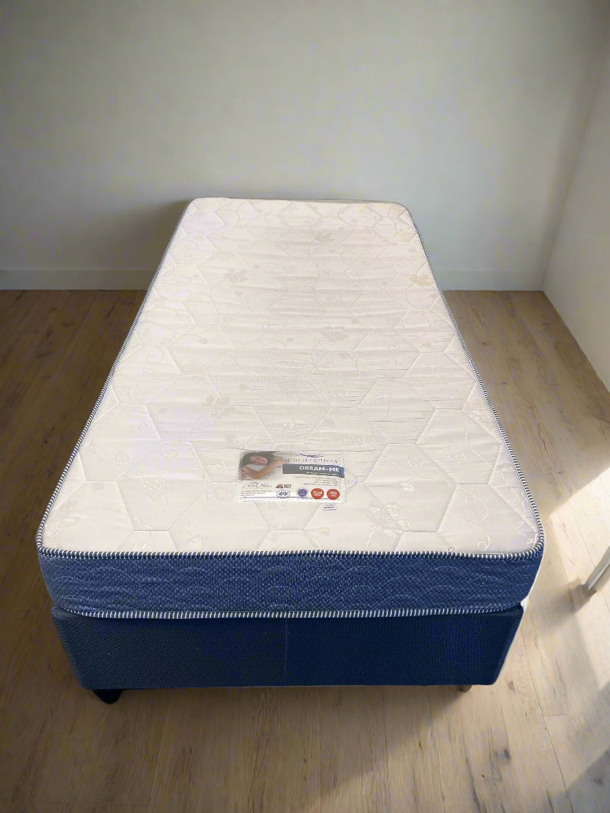 Comfortable Dream-Me Single Mattress with Blue Base - Minor Stains in