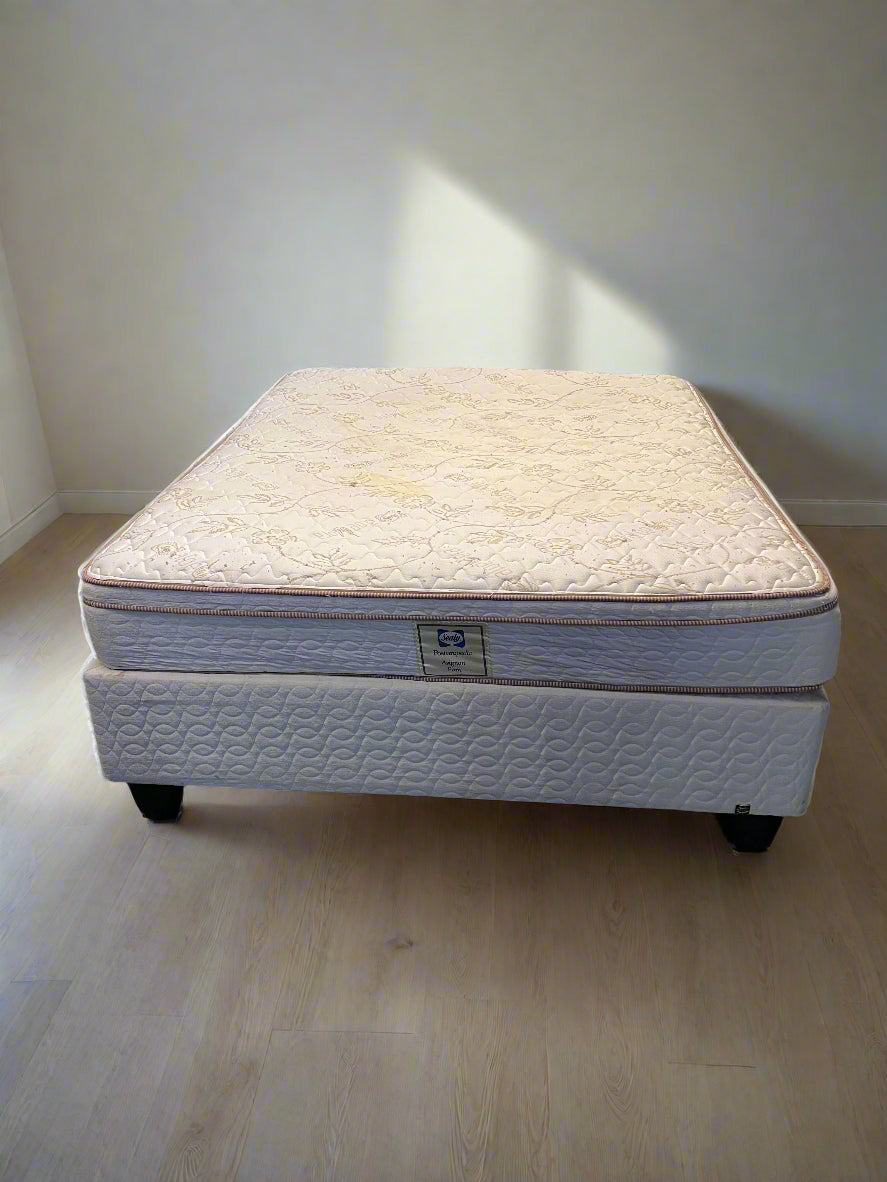 Comfortable Queen-Size Bed with Minor Stains - Great Value!