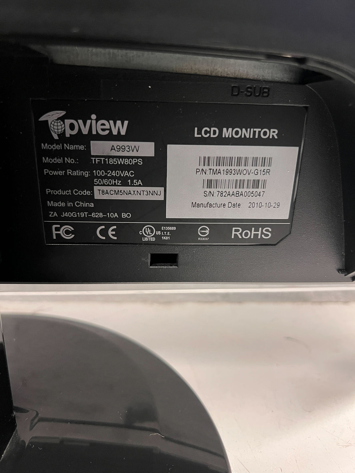 Compact 19" Black LED Monitor - Minor Scratches