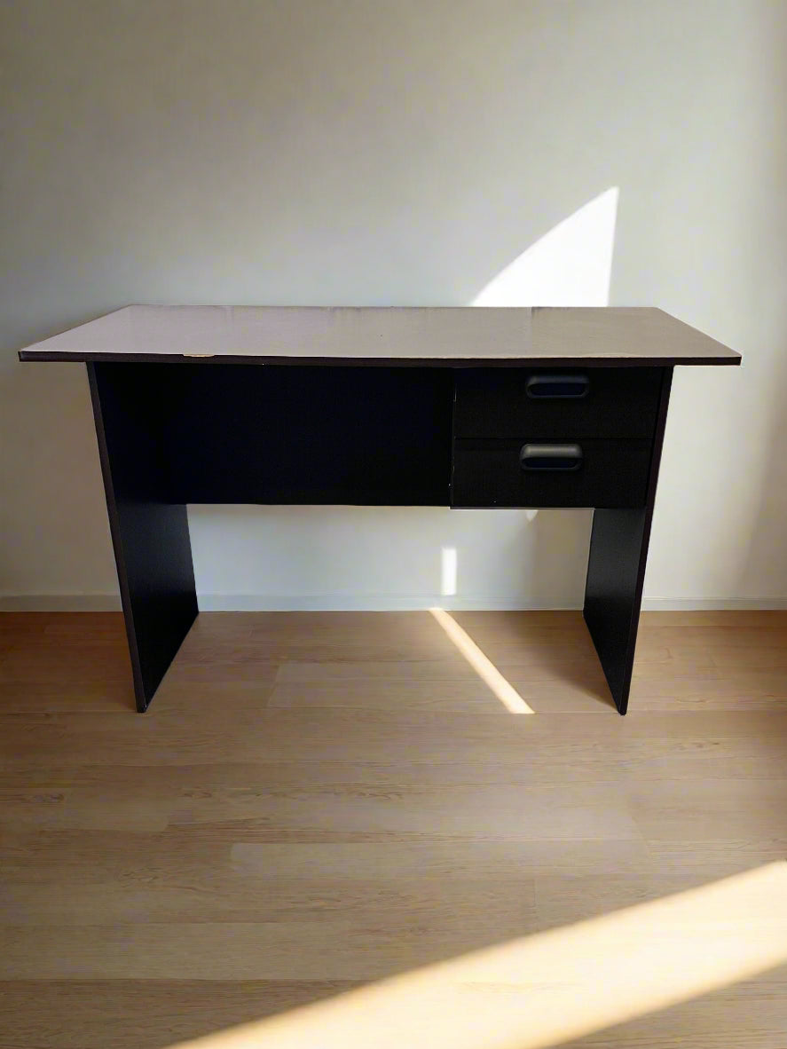 Compact Black Wooden Desk with 2 Drawers - Minor Scratch