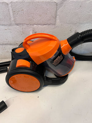 Compact Black and Orange Cylinder Vacuum Cleaner – Good Condition