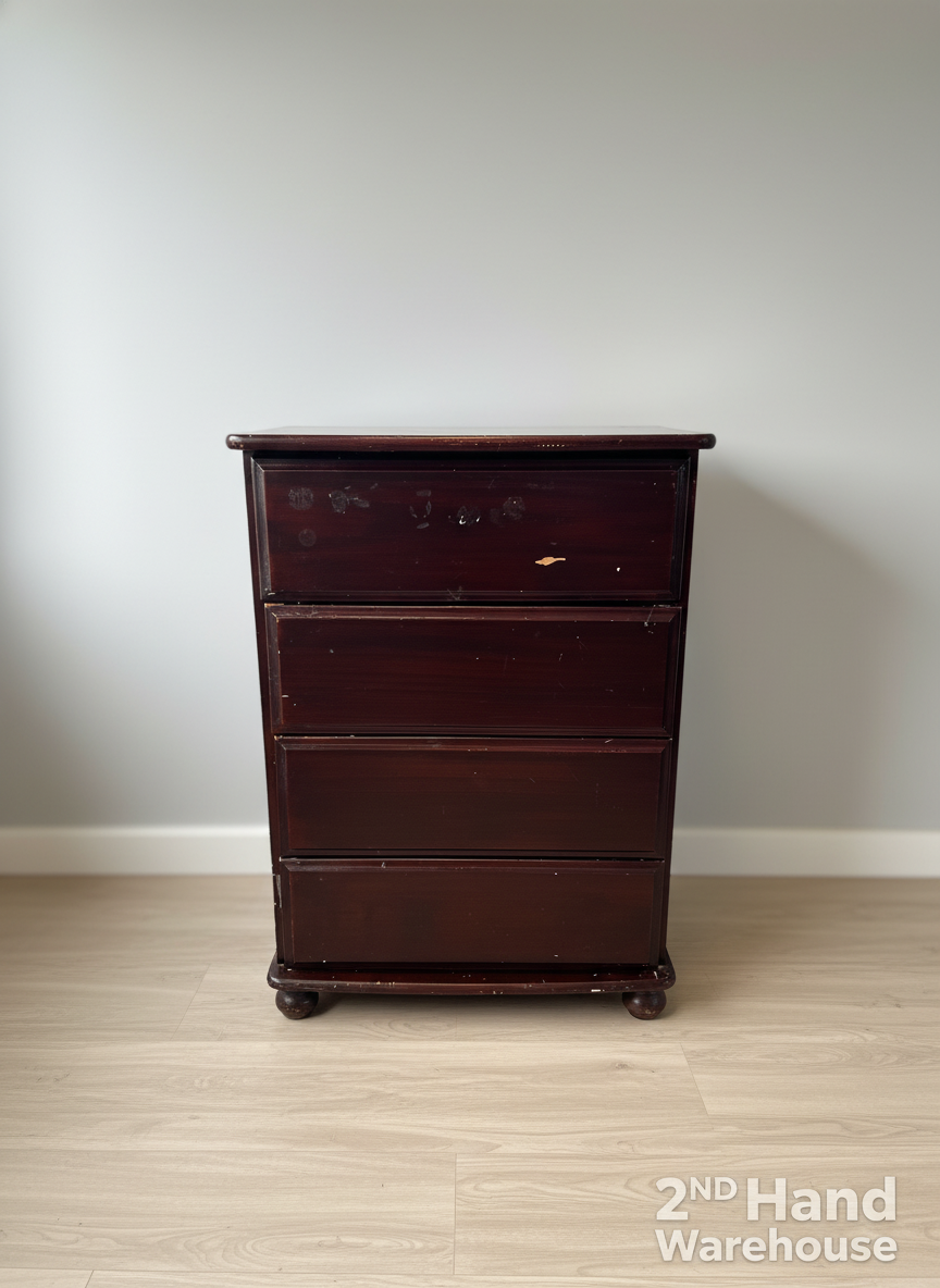 Compact Dark Wood 4-Drawer Chest of Drawers