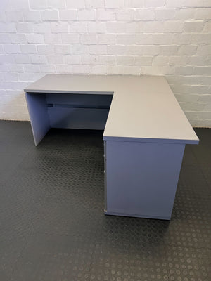 Compact Grey L-Shaped Office Desk with Storage