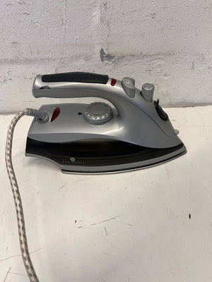 Compact Grey Steam Iron with Minor Wear – Not in Working Condition