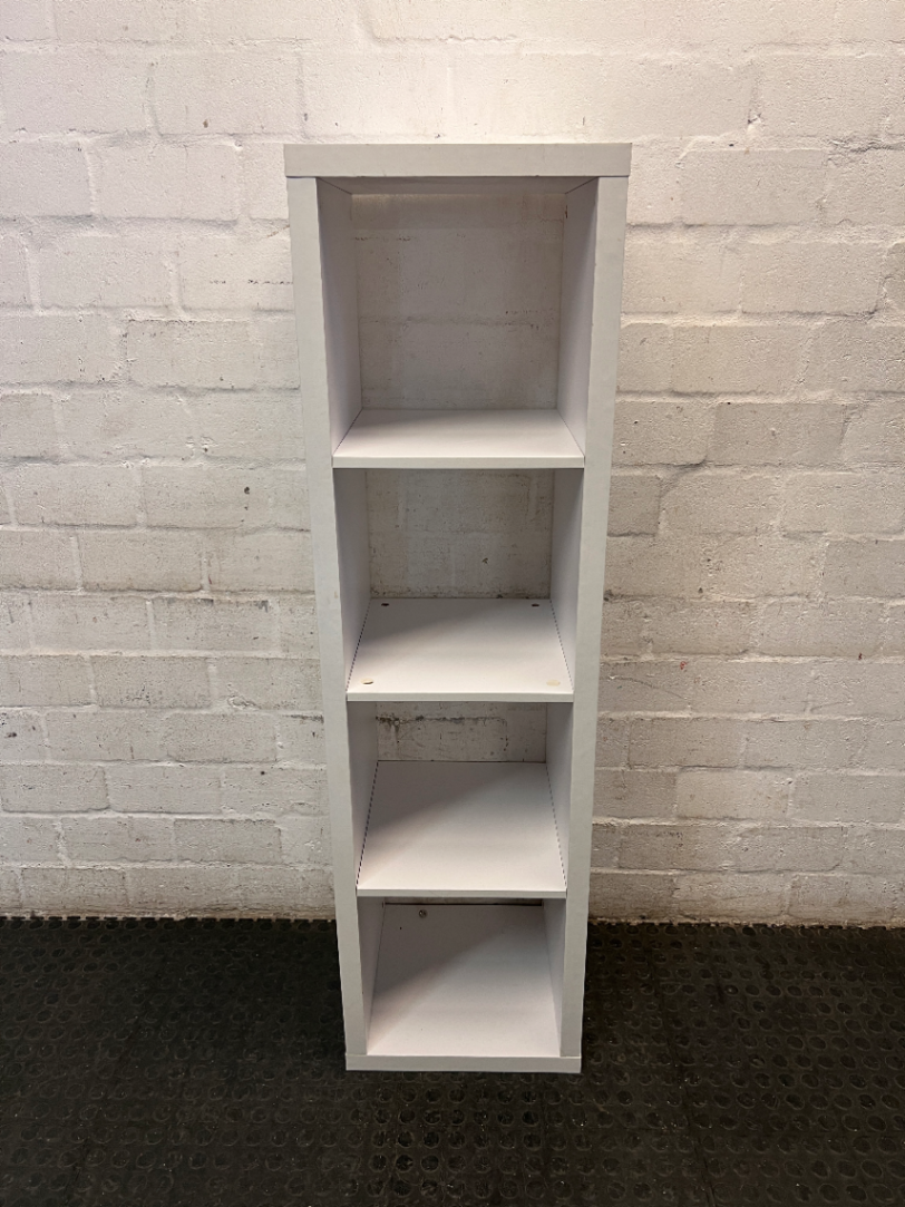 Compact White Four-Tier Bookshelf — Used; Fair Condition