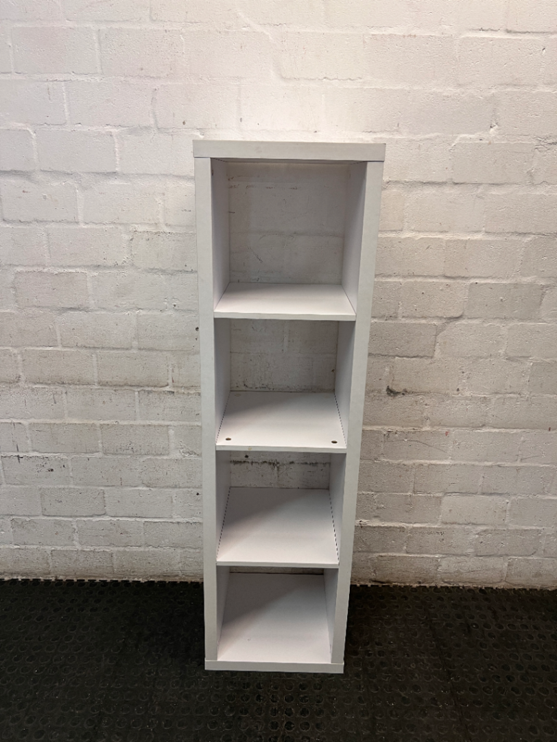 Compact White Four-Tier Bookshelf — Used; Fair Condition