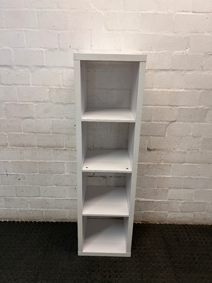 Compact White Four-Tier Bookshelf — Used; Fair Condition