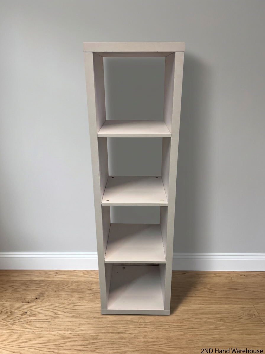 Compact White Four-Tier Bookshelf — Used; Fair Condition