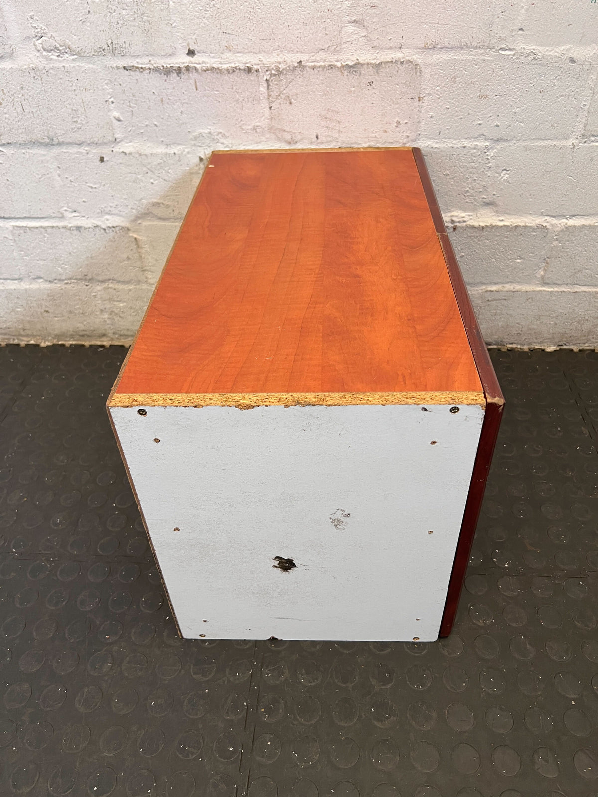 Compact Wood-Look Storage Cabinet with Modern Handles