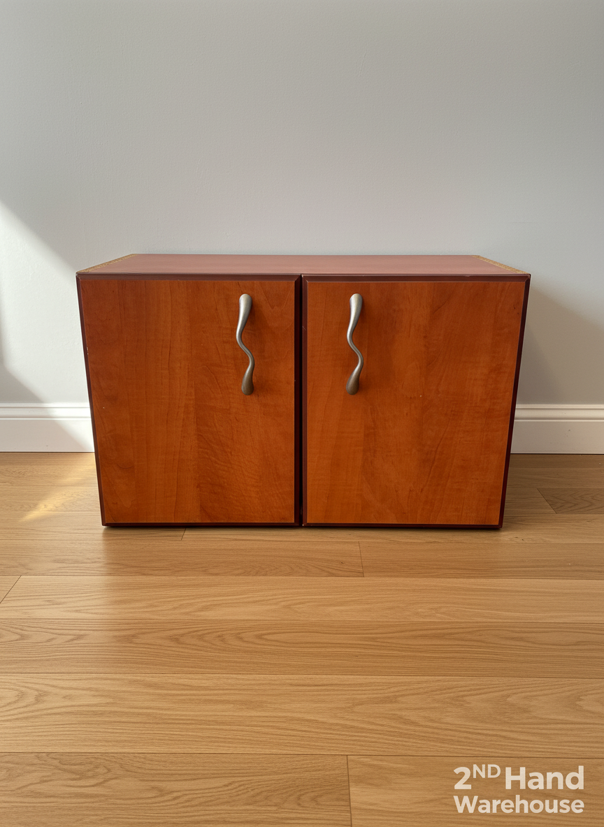 Compact Wood-Look Storage Cabinet with Modern Handles