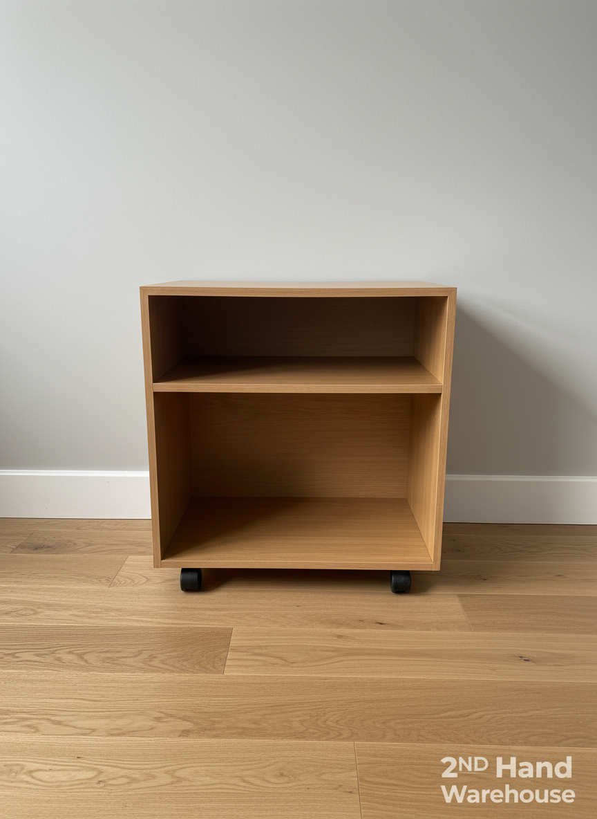 Compact Wooden 2-Shelf Mobile Storage Unit