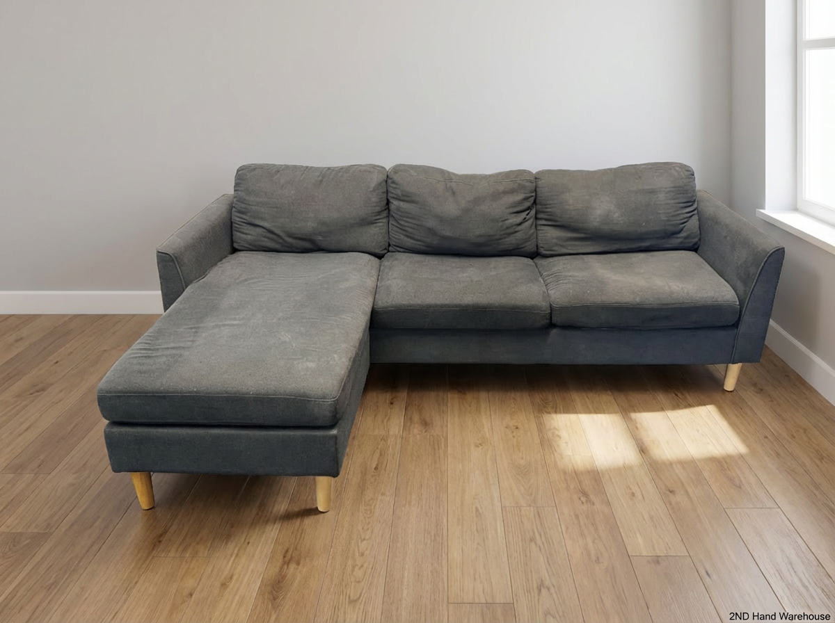 Contemporary Grey Joey Fabric L-Shape Couch - 2ndhandwarehouse.com