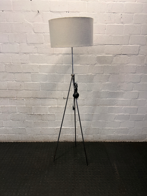 Contemporary Tripod Floor Lamp with Chrome Finish Base — Fair Condition with Visible Wear