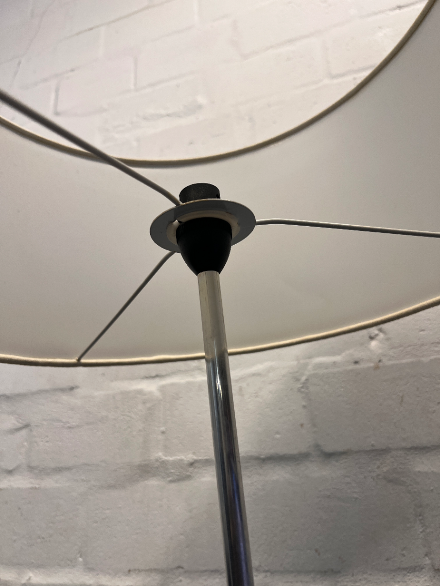 Contemporary Tripod Floor Lamp with Chrome Finish Base — Fair Condition with Visible Wear