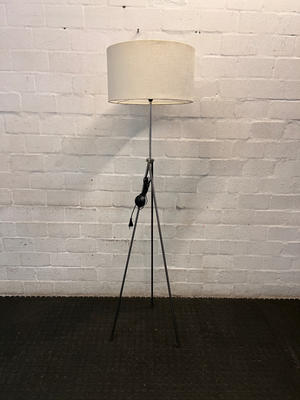 Contemporary Tripod Floor Lamp with Chrome Finish Base — Fair Condition with Visible Wear
