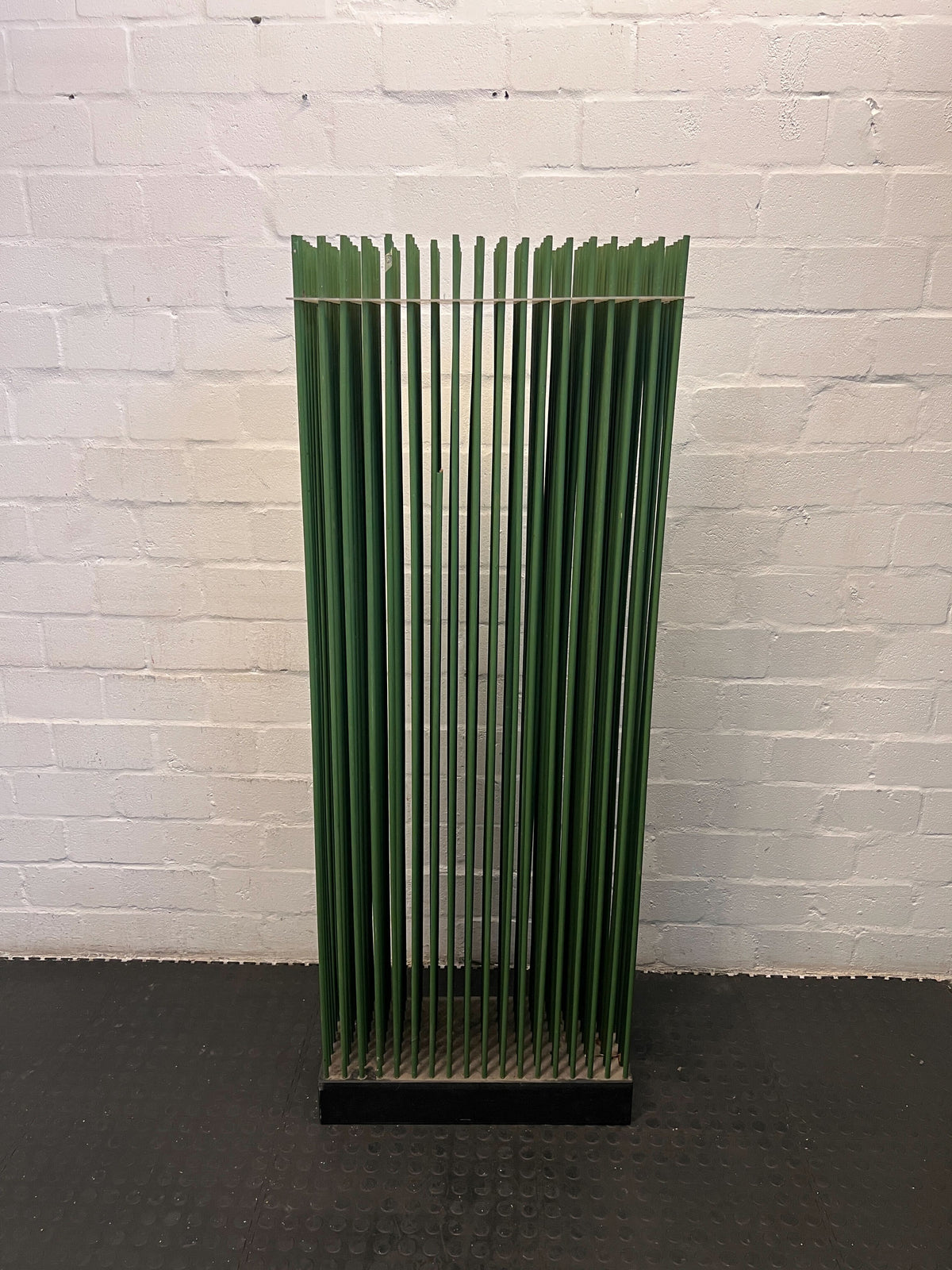 Contemporary Vertical Slat Room Divider – Natural Wood Finish