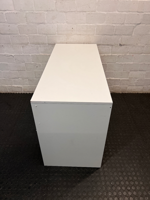 Contemporary White and Wood-Tone Office Desk — Fair Condition with Surface Wear - 2ndhandwarehouse.com
