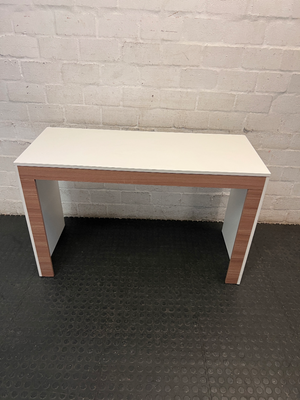Contemporary White and Wood-Tone Office Desk — Fair Condition with Surface Wear - 2ndhandwarehouse.com