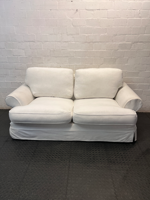 Coricraft 2 Seater White Slipcover Couch — Fair Used Condition