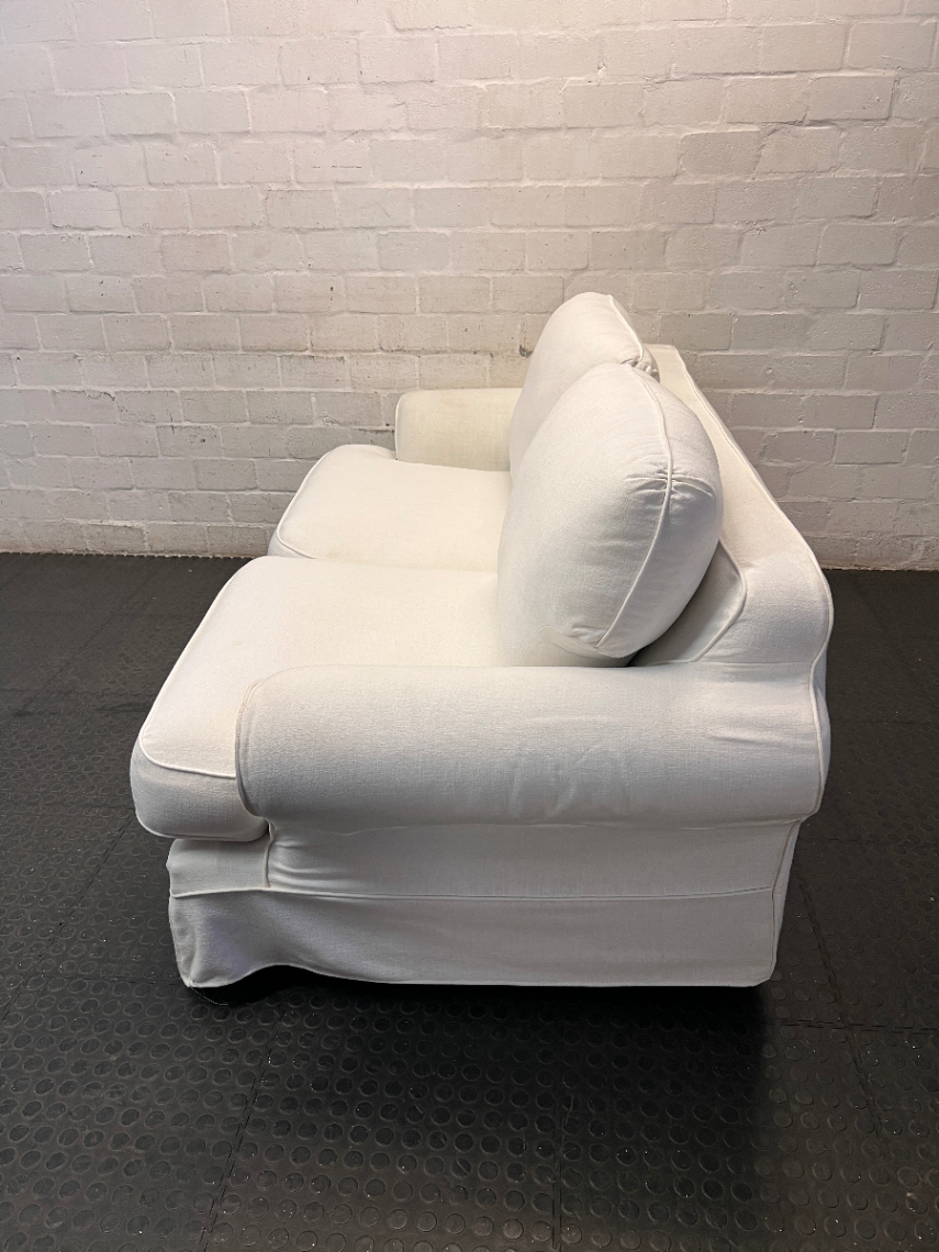Coricraft 2 Seater White Slipcover Couch — Fair Used Condition