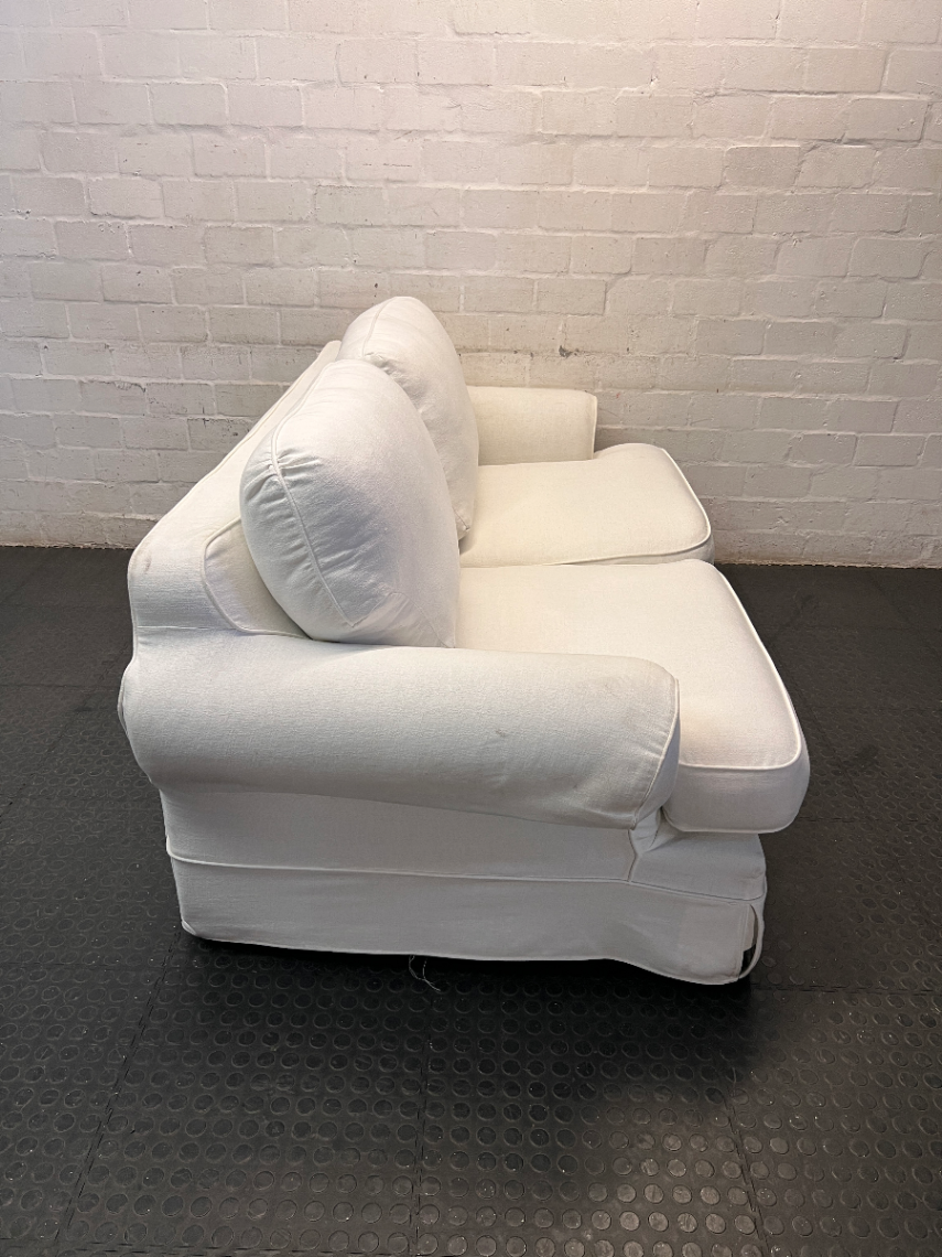 Coricraft 2 Seater White Slipcover Couch — Fair Used Condition