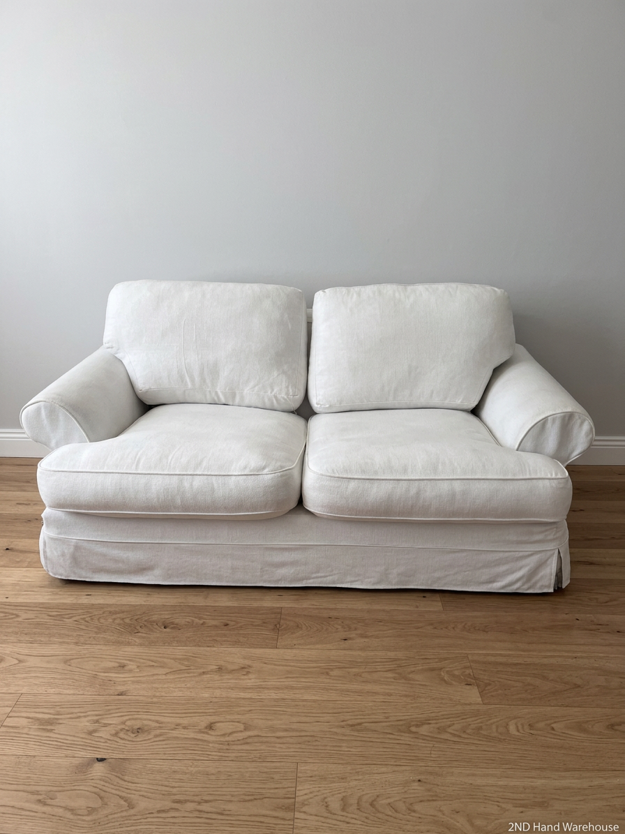 Coricraft 2 Seater White Slipcover Couch — Fair Used Condition
