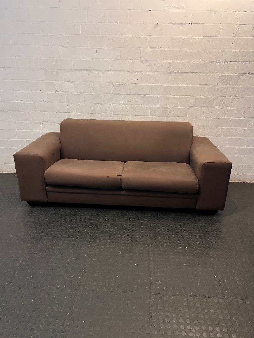 Coricraft Brown Oversized 2 Seater Couch — Fair Condition with Visible Wear