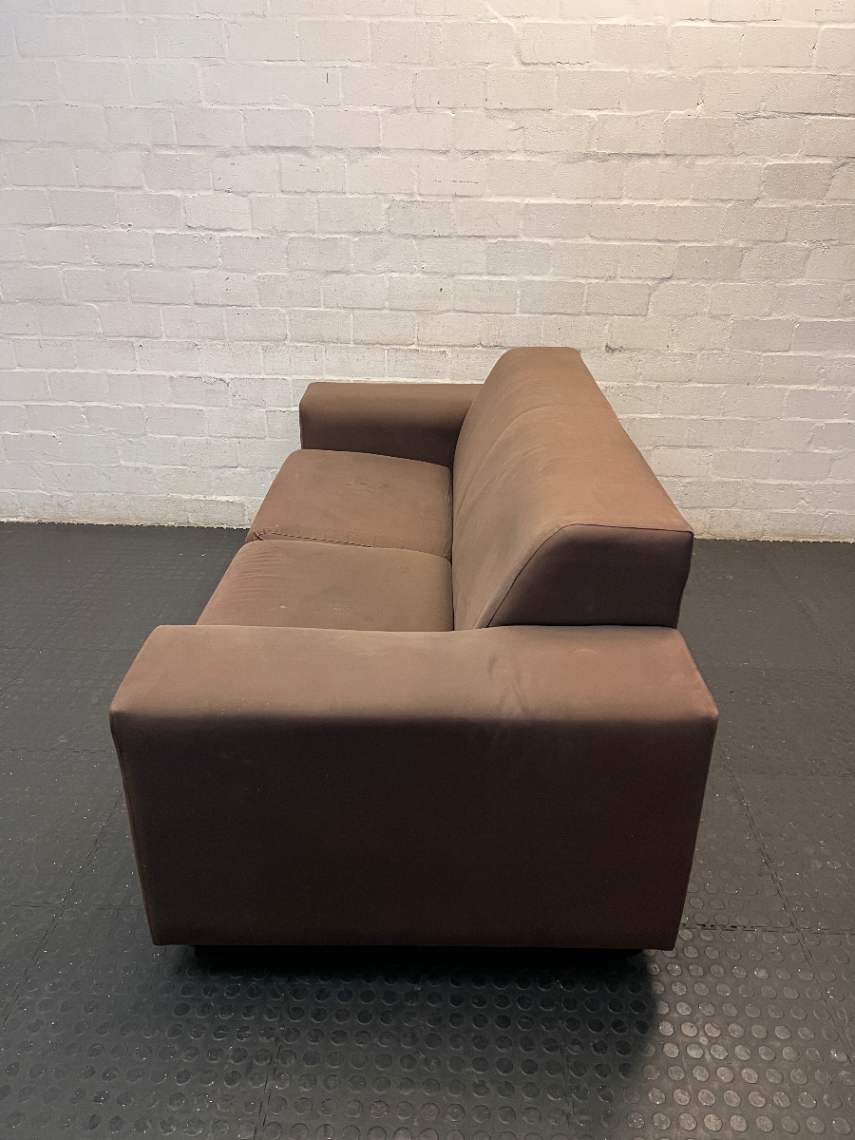 Coricraft Brown Oversized 2 Seater Couch — Fair Condition with Visible Wear