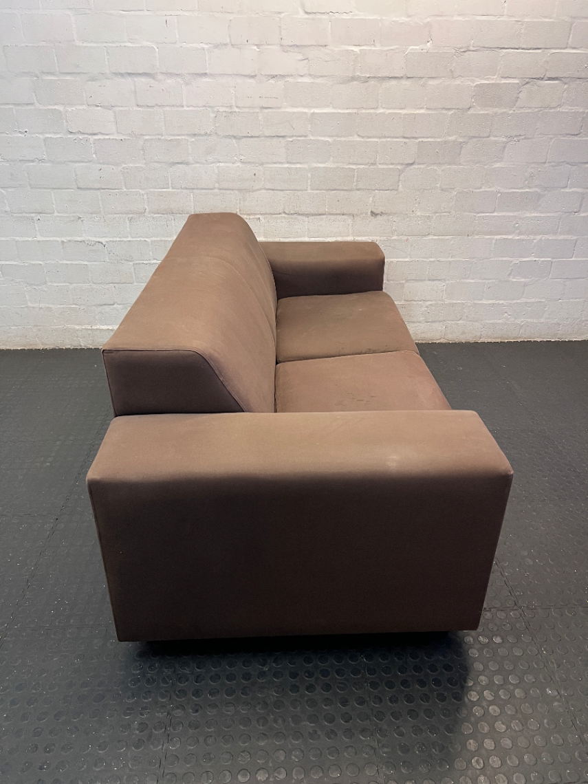 Coricraft Brown Oversized 2 Seater Couch — Fair Condition with Visible Wear