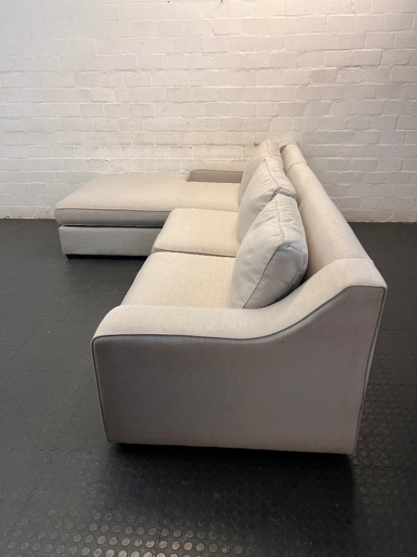 Coricraft Grey Fabric L-Shaped Couch — Clean and Comfortable Condition