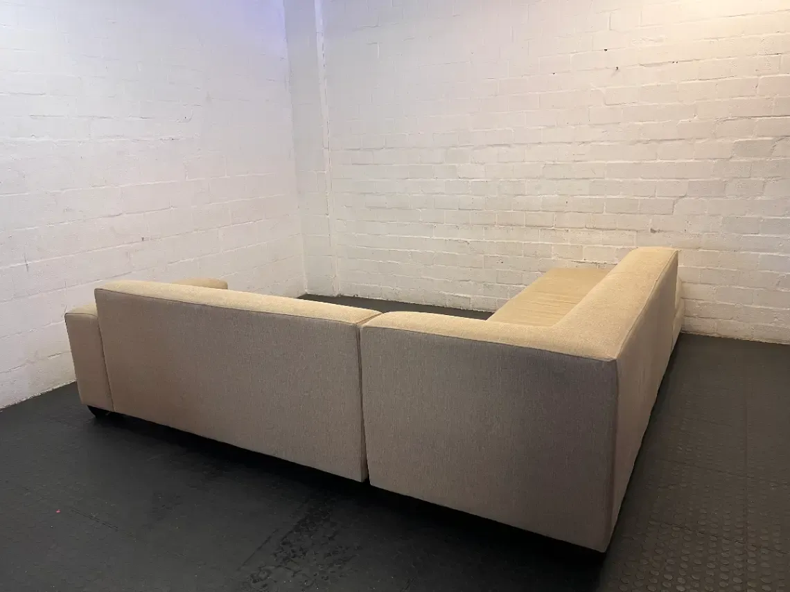 Coricraft Sand L-Shape Couch - Minor Seat Depression - 2ndhandwarehouse.com
