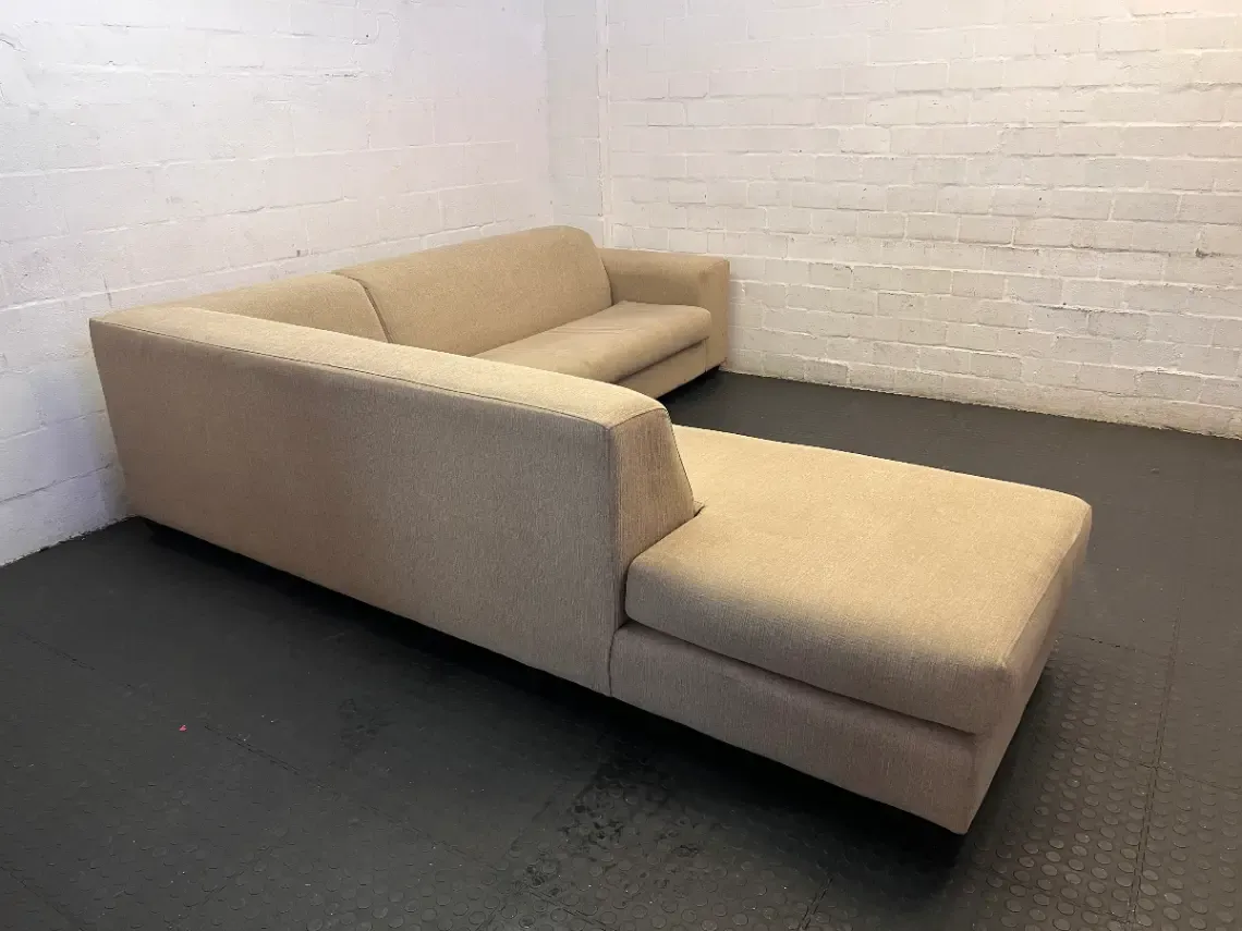 Coricraft Sand L-Shape Couch - Minor Seat Depression - 2ndhandwarehouse.com