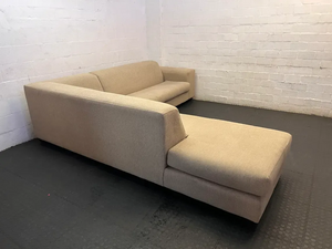 Coricraft Sand L-Shape Couch - Minor Seat Depression - 2ndhandwarehouse.com