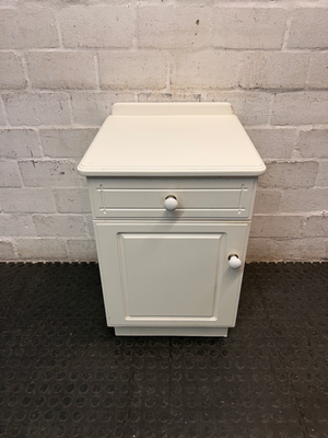 Cottage Style Wooden Bedside Table in Off-White — Good Condition