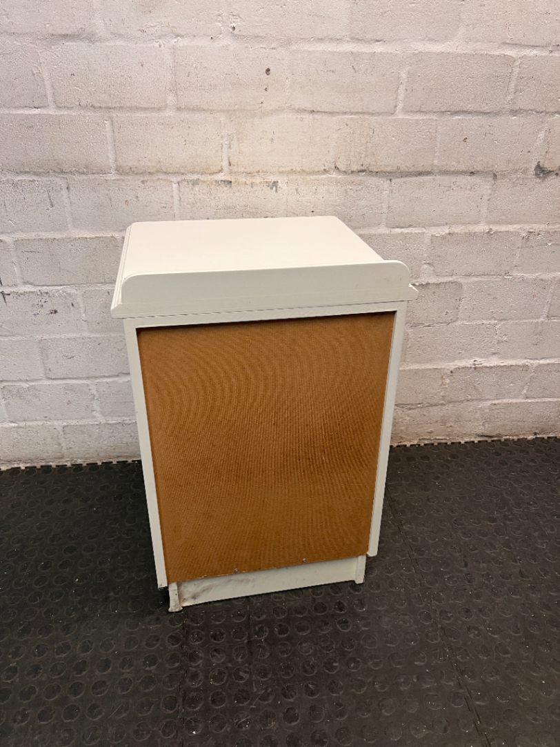 Cottage Style Wooden Bedside Table in Off-White — Good Condition