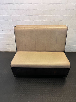 DBL SIDED - 110CM- Stylish Beige Upholstered Restaurant Booth Seat Wooden Frame  – Minor Wear