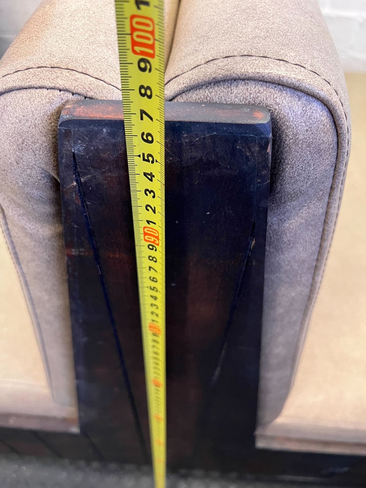 DBL SIDED - 110CM- Stylish Beige Upholstered Restaurant Booth Seat Wooden Frame  – Minor Wear