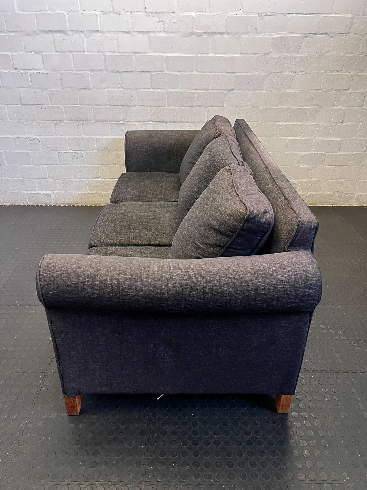 Cozy Charcoal Three-Seater Sofa