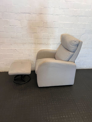Cozy Grey Fabric Recliner Chair & Ottoman Set - 2ndhandwarehouse.com