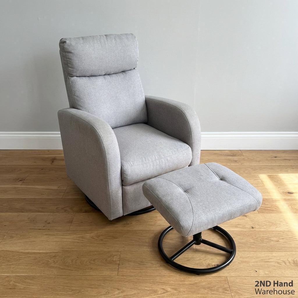 Cozy Grey Fabric Recliner Chair & Ottoman Set - 2ndhandwarehouse.com