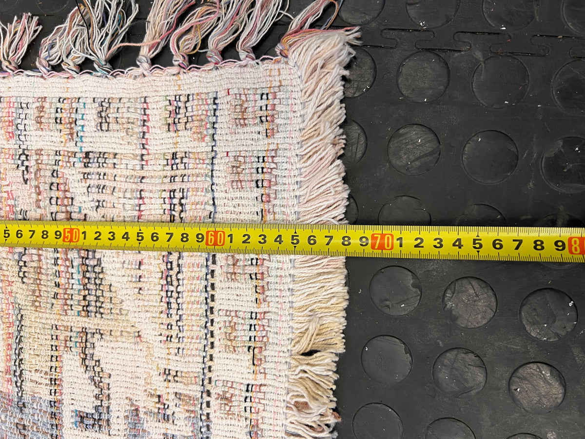 Cozy Bohemian Woven Area Rug with Fringe – Light Pastel Design - PRICE DROP