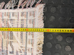 Cozy Bohemian Woven Area Rug with Fringe – Light Pastel Design - PRICE DROP