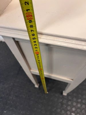 Cream Bow-Front Wooden Bedside Table with Raised Legs — Fair Condition with Paint Wear